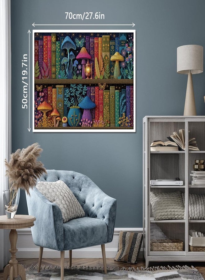 PPuzzling Mushroom Bookshelf Puzzles for Adults 1000 Pieces, Challenging Fantasy Mushroom Library Jigsaw Puzzle with Vintage Books, Glowing Butterflies, Colorful Botanical Aesthetic Art Puzzle - Image 3